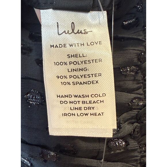 Lulus Black Sheer Swiss Dot Smocked Long Sleeve Top Women’s Size Medium Elegant - Picture 4 of 6